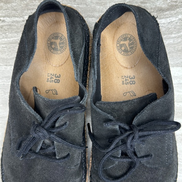 Birkenstock Gary Black Suede Classic Cork Sole Lace Up Womens 7 EUC - Picture 8 of 15